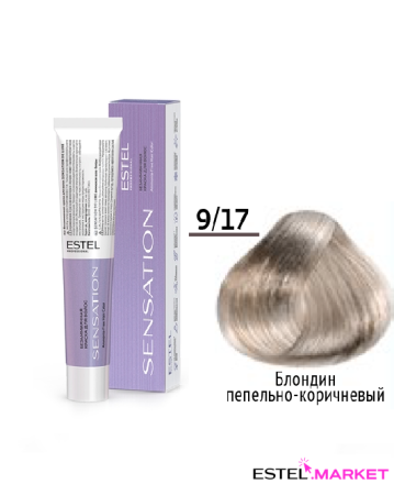 Estel DeLuxe Sensation 9/17 Блондин пепельно-коричневый, 60 мл фото