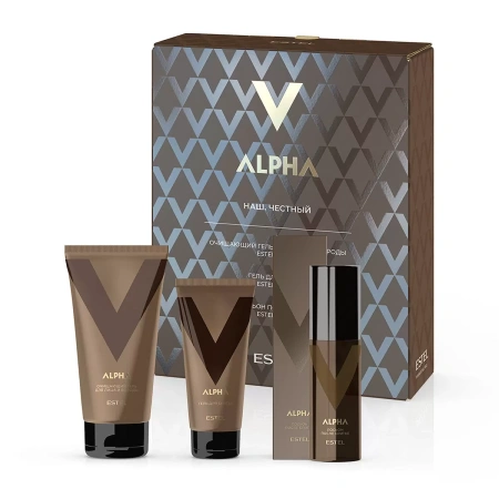 Набор ESTEL ALPHA "Наш. Честный" (очищ. гель д/лица и бороды + гель д/бритья + лосьон п/бритья) фото