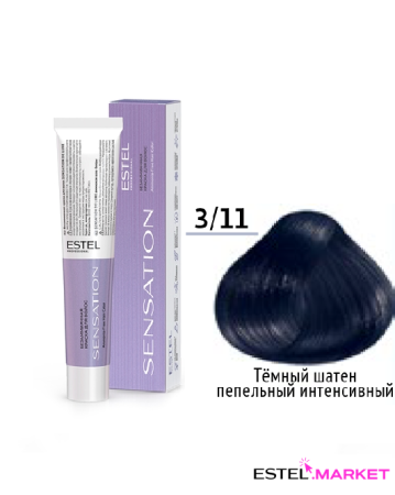 Estel DeLuxe Sensation 3/11 Тёмный шатен пепельный интенсивный, 60 мл фото